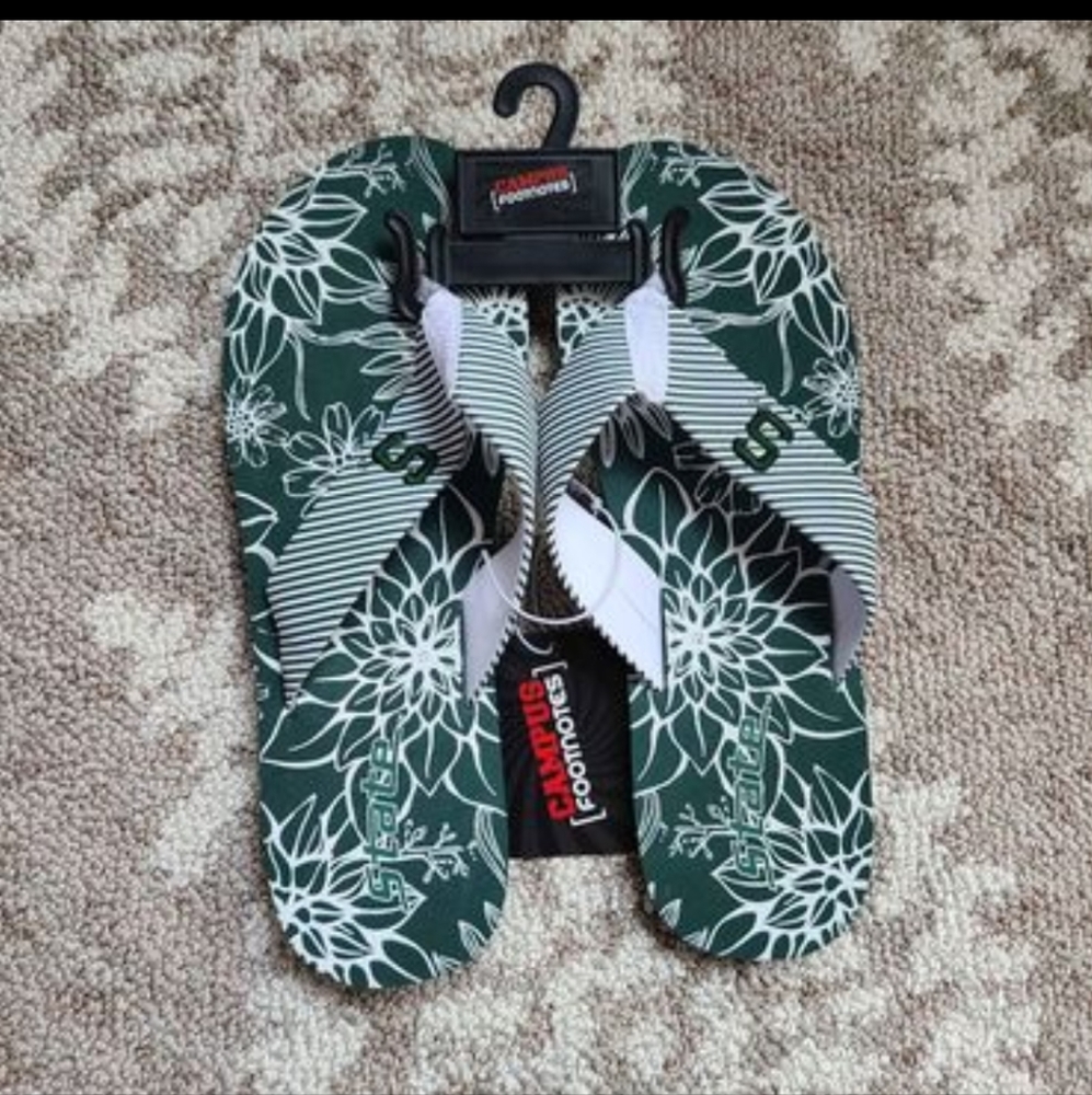 Campus Footnotes MSU Flip Flops Size 11/12